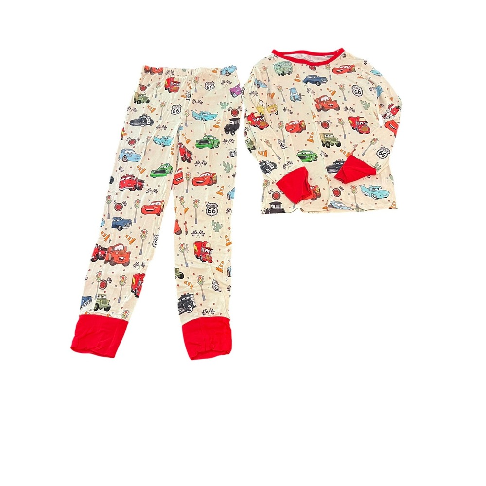 Little Snuggles Disney Cars Bamboo Pajama Red White Size 7/8 Lightning McQueen